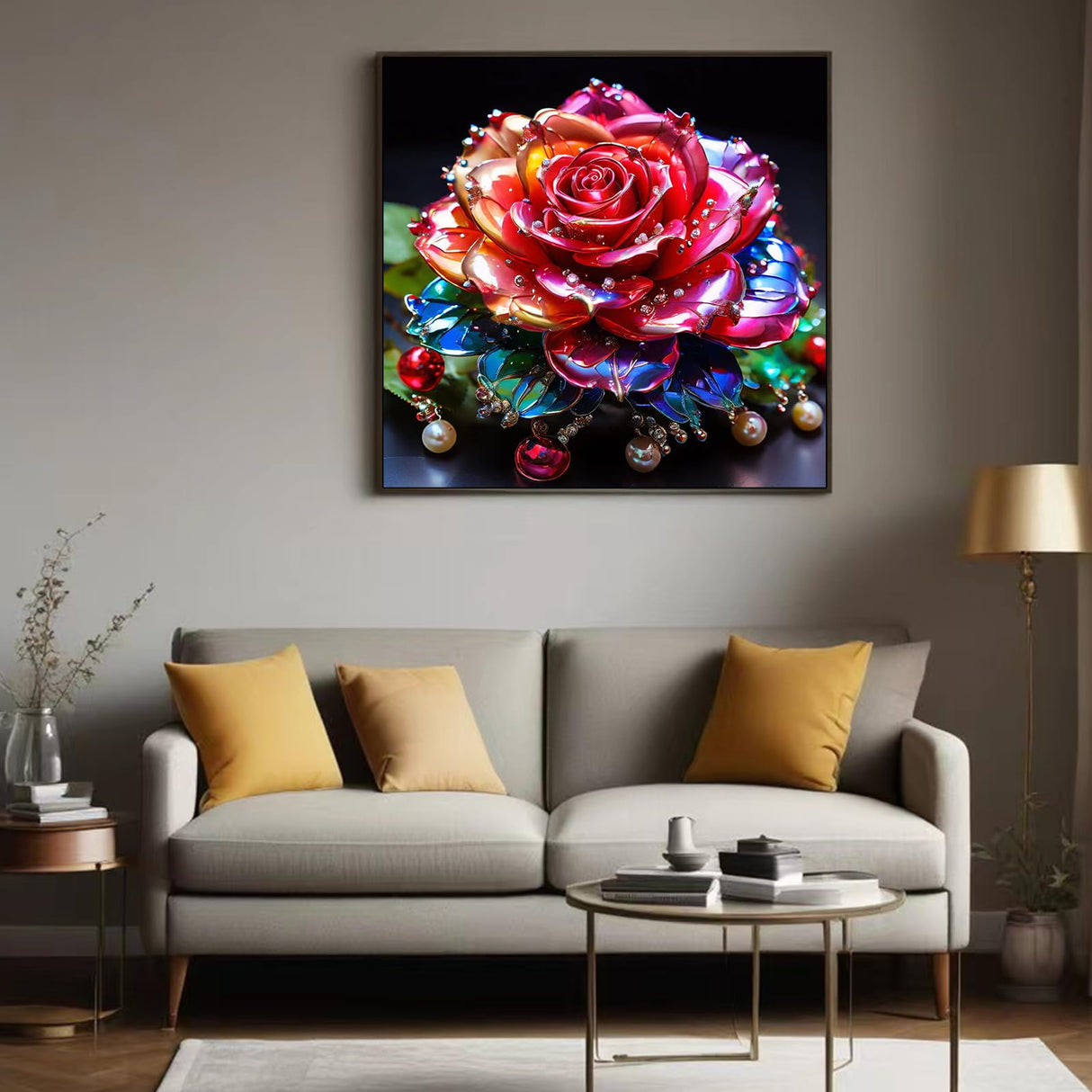 Lvmuu Diamond Painting Kits for Adults Shiny Red Rose, 5D DIY Full Round Drill Floral Diamonds Art Sets for New Beginner Paint with Diamonds Art Crafts Home Decoration 12x12in Lvmuu