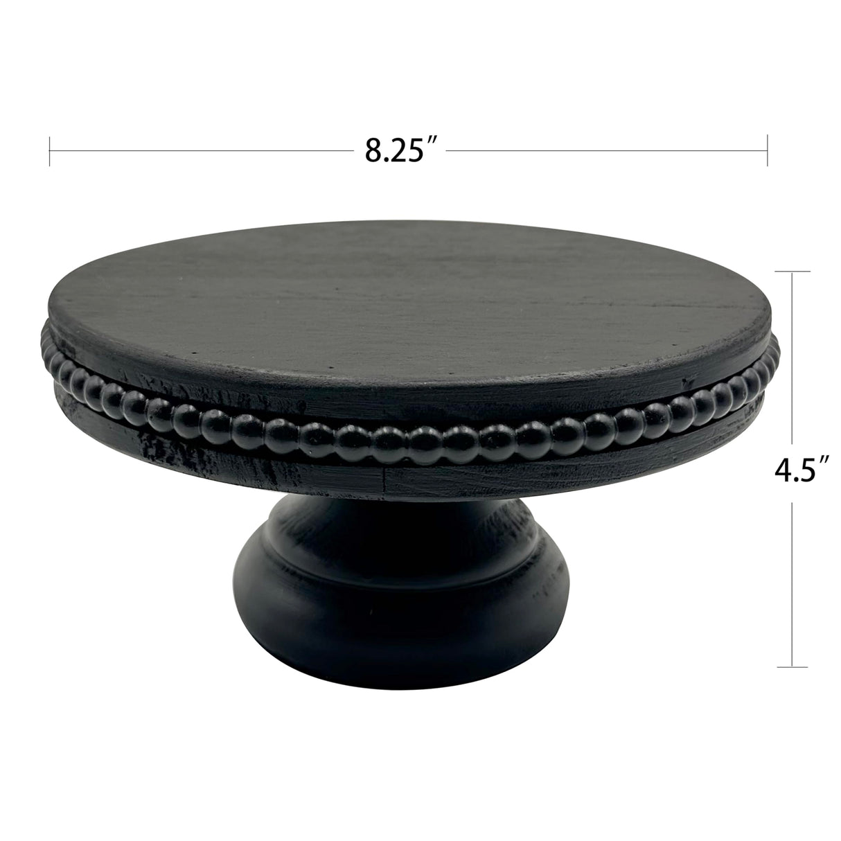 dwellington White Wash Display Wood Riser, 8.25¡± Shabby Chic Pedestal Tray Decor with Beads, Farmhouse Display Stands for Coffee Bar, Bathroom, Kitchen Island (Black) dwellington