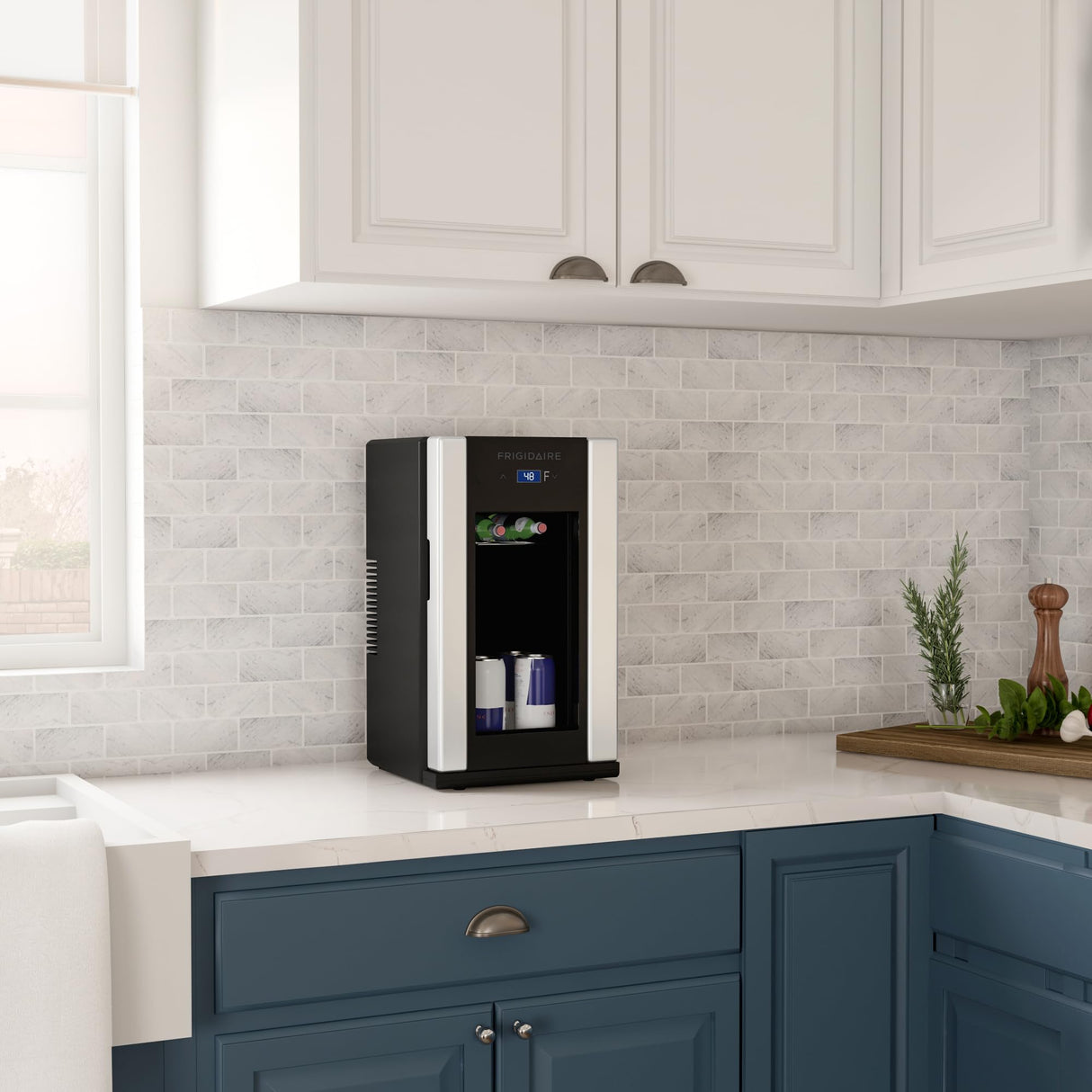 FRIGIDAIRE EFMI5567AMZ 18 Can OR 4 Wine Bottle Retro Beverage Fridge, Adjustable Temperature Control, Stainless Frigidaire