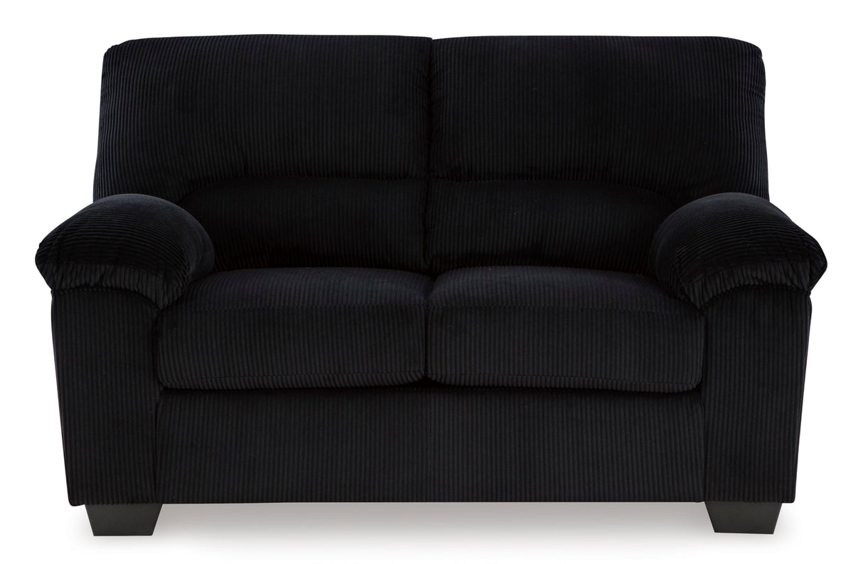 Signature Design by Ashley SimpleJoy Modern Loveseat for Living Room, Black Signature Design by Ashley