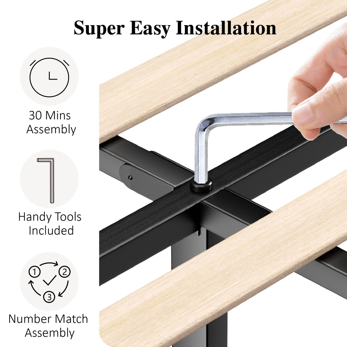 CXVX Queen Size Bed Frame with Diamond Tufted Headboard, Linen Upholstered Platform Bed and Wooden Slat Support, Noise-Free, No Box Spring Needed, Easy Assembly, Light Grey CXVX