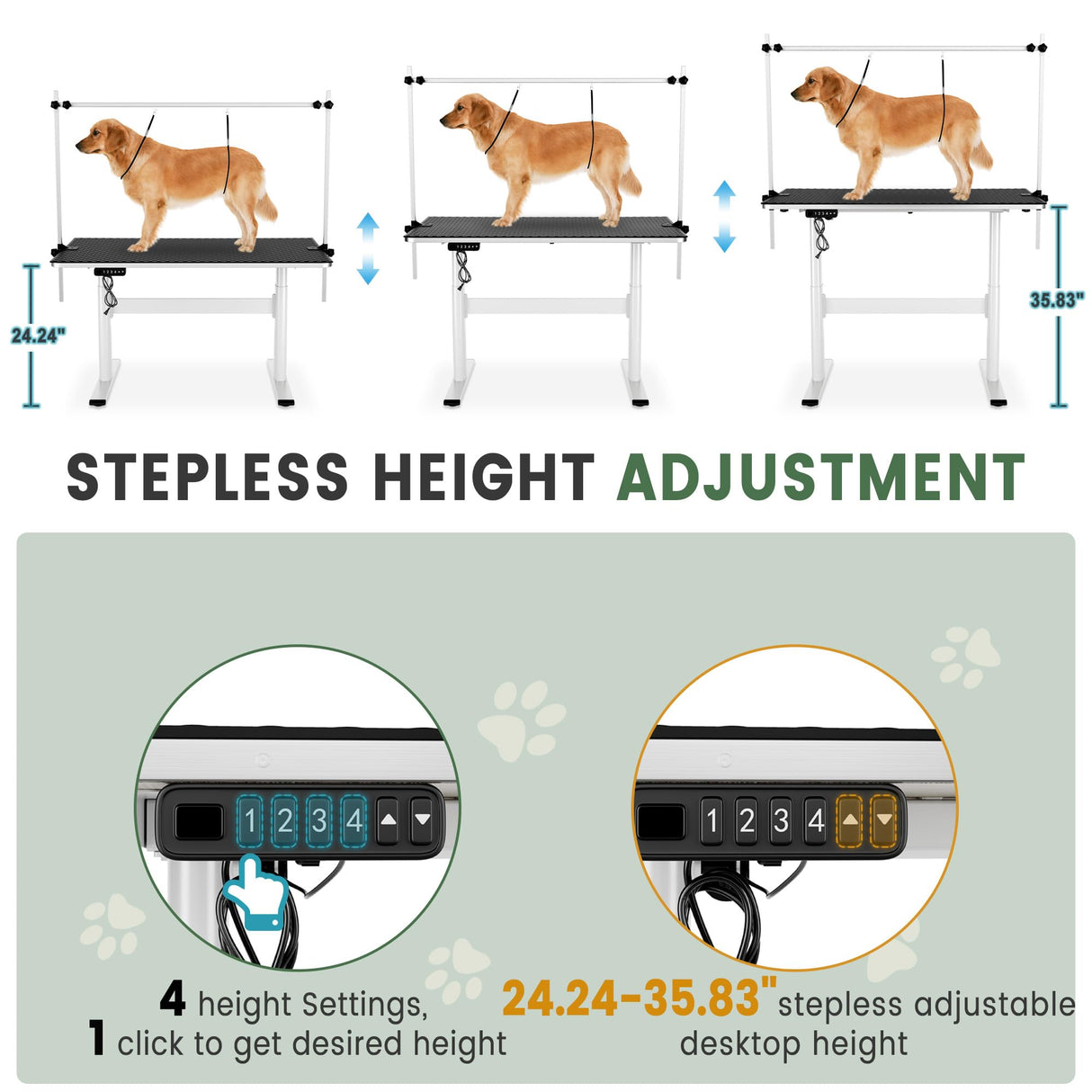 Reljofum 46" Electric Grooming Table, Heavy Duty Dog Grooming Table w/PVC Non-Slid Mat Reljofum