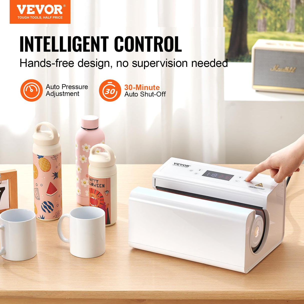 VEVOR Auto Tumbler Heat Press Machine, Mug Heat Press with Temp and Time Setting, Even Heating for 11-30oz Sublimation Tumblers, Mug, Cups (White) VEVOR