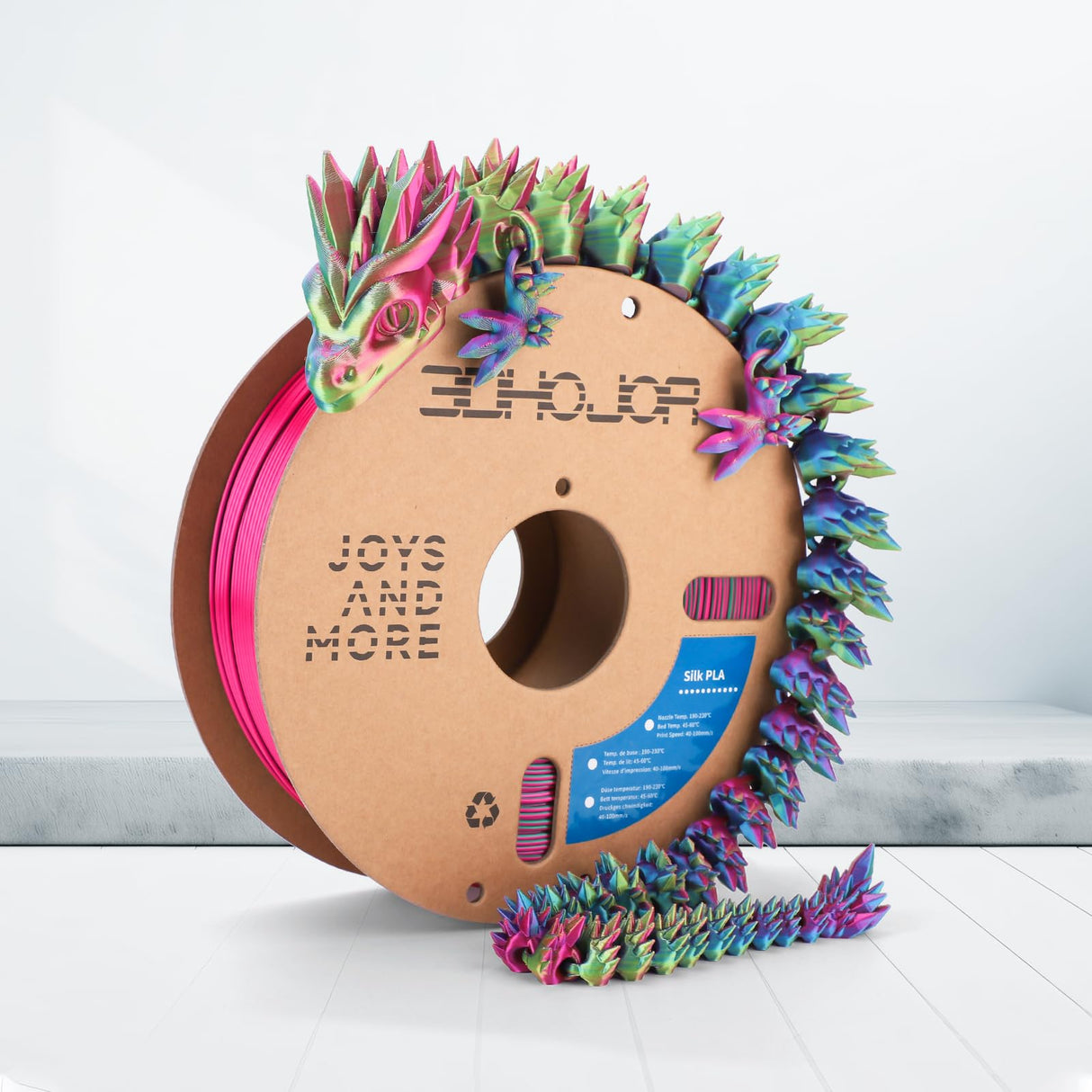 3DHoJor Silk PLA Filament 1.75mm Red Green Blue Triple Color PLA 3D Printer Filament 3 in 1 Coextrusion 1KG Spool(2.2lbs) 3D Printing Filament Dimensional Accuracy +/- 0.03mm 3DHoJor