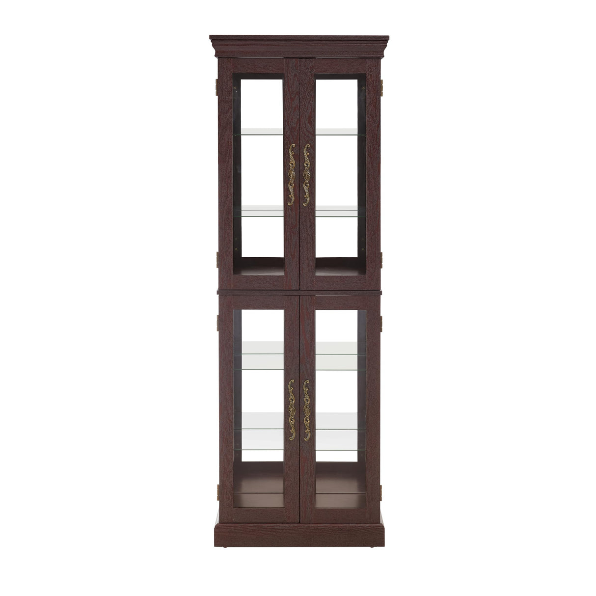 YiaFurio Lighted Display Cabinet Corner,Glass Curio Cabinet with Lights & Adjustable Shelves for Kitchen,Living Room,Office(Free Standing,Light Bulb Include) YiaFurio