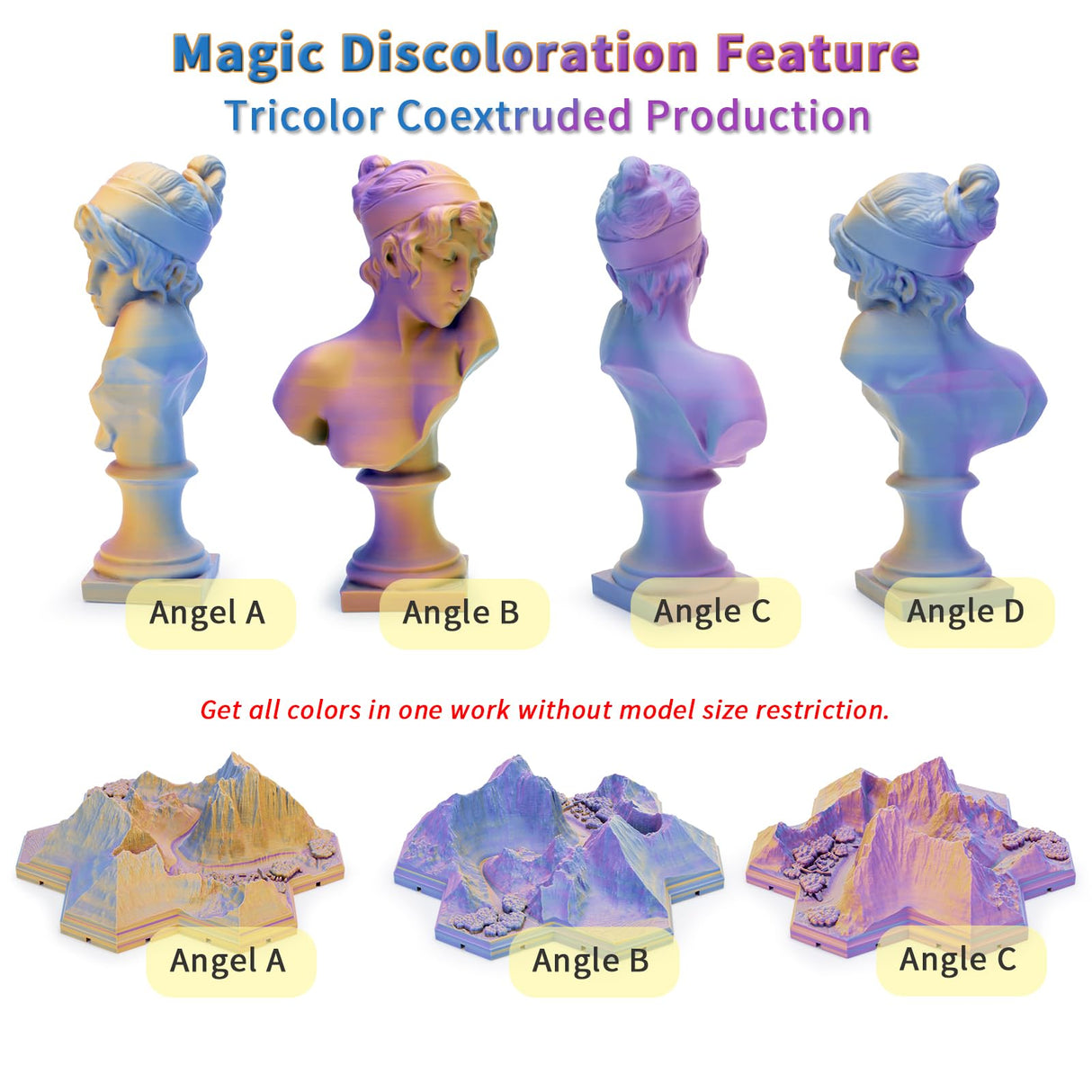 ZIRO PLA Filament 1.75mm, Matte Multicolors 3D Printer Filament, Color Change with Angle, Tri-Colors 3-in-1 Chrome, Dimensional Accuracy +/-0.03mm, Fit Most FDM 3D Printers,1KG Spool, Purple Sunset ZIRO