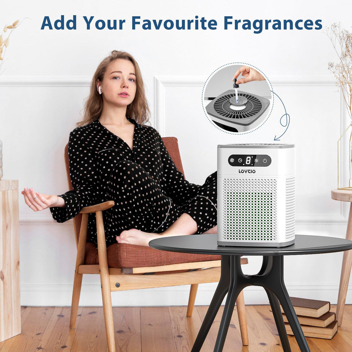 Air Purifiers for Bedroom, HEPA Covers Up to 302 sq.ft Room, 24db Sleep Model, Night Lighting, 3 Timers, with Aromatherapy for Bedroom, Dorm Room, Apartment, Kitchen-HY1800 Loytio