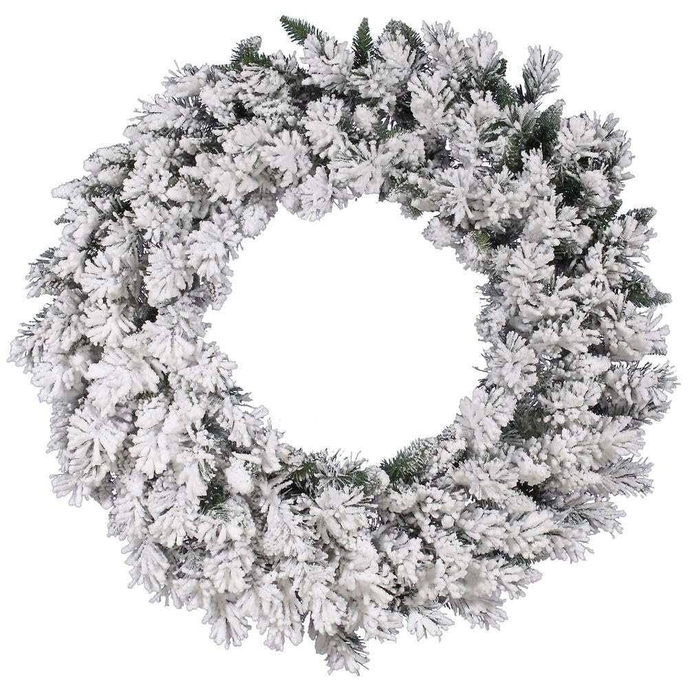 Vickerman 48" Flocked Snow Ridge Artificial Christmas Wreath, Unlit Vickerman