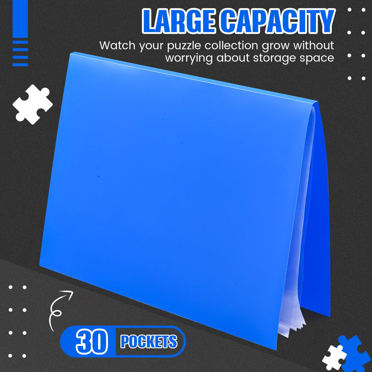 Nezyo 30 Pockets Puzzle Storage Folder Keeper for 1000 Pieces Jigsaw Organizers and Storage Large Capacity Puzzle Organizer, Dustproof and Protective Portable Accessory Nezyo