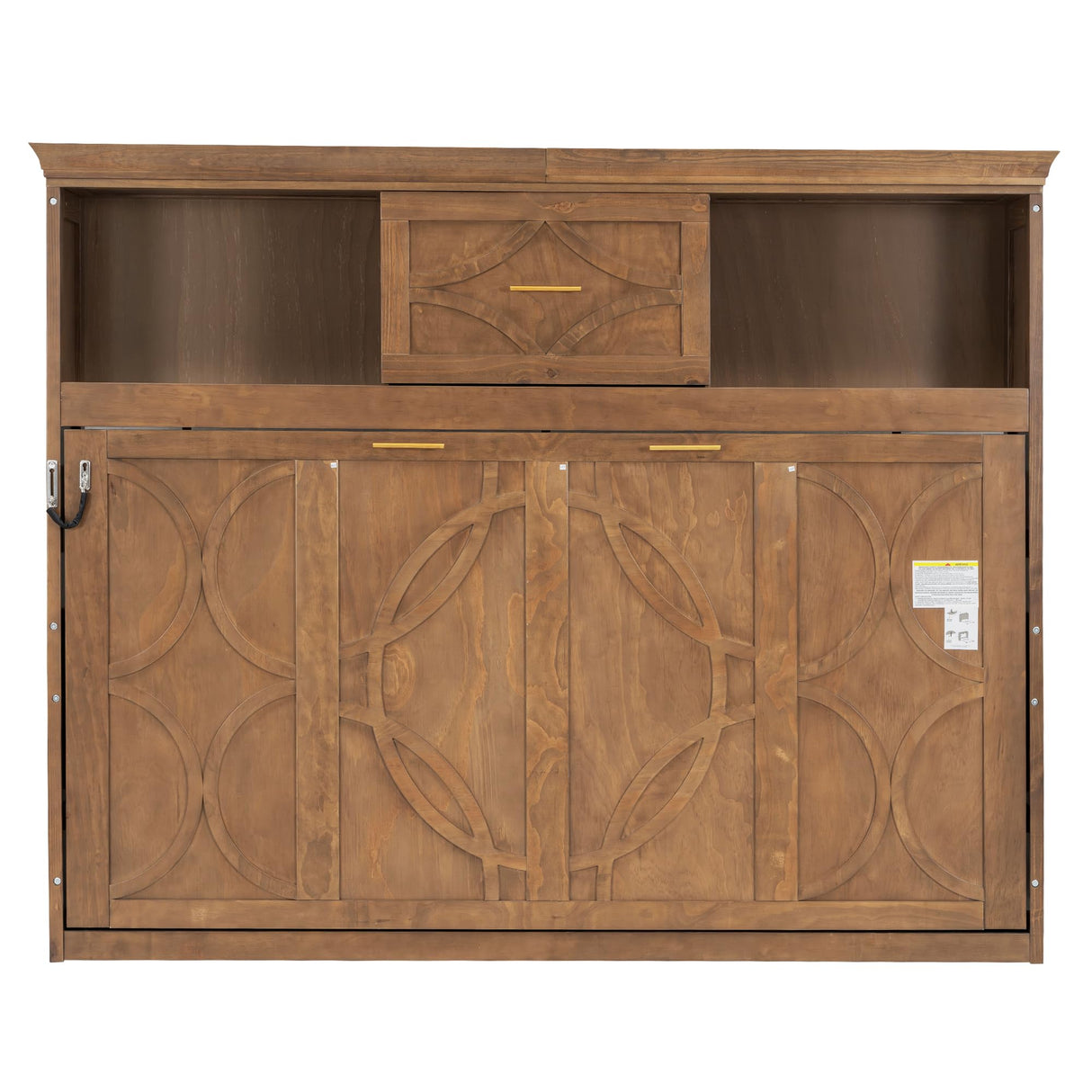 Harper & Bright Designs Twin Size Murphy Bed, Wood Murphy Bed Wall Bed with Charging Station, Shelves and a Drawer, Wood Harper & Bright Designs