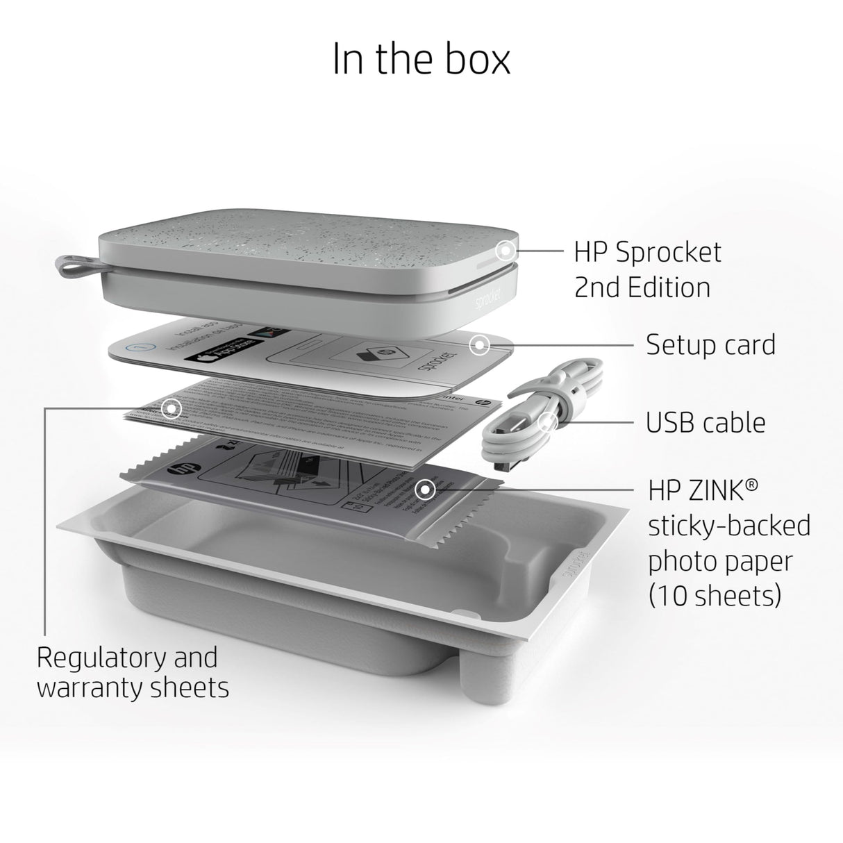 HP Sprocket 2x3" Instant Smartphone Photo Printer - Portable Color Wireless Mobile Printer - Zink Sticky-Back Photos - Print from Compatible iOS & Android Devices with Bluetooth w/Fun App - Luna Pearl HP