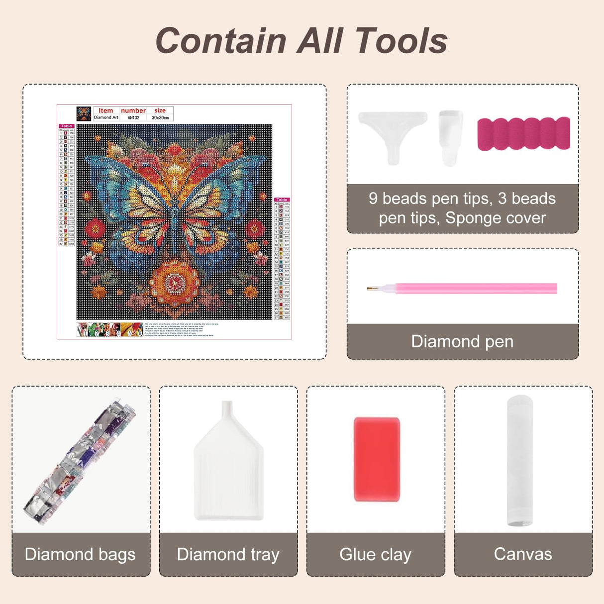 Anuver Diamond Art Butterfly Kit, Flower Diamond Painting Kit for Adults, 5D DIY Full Diamond for Beginners, Gem Craft Painting Home Wall Decoration, 12x12 Inch Anuver