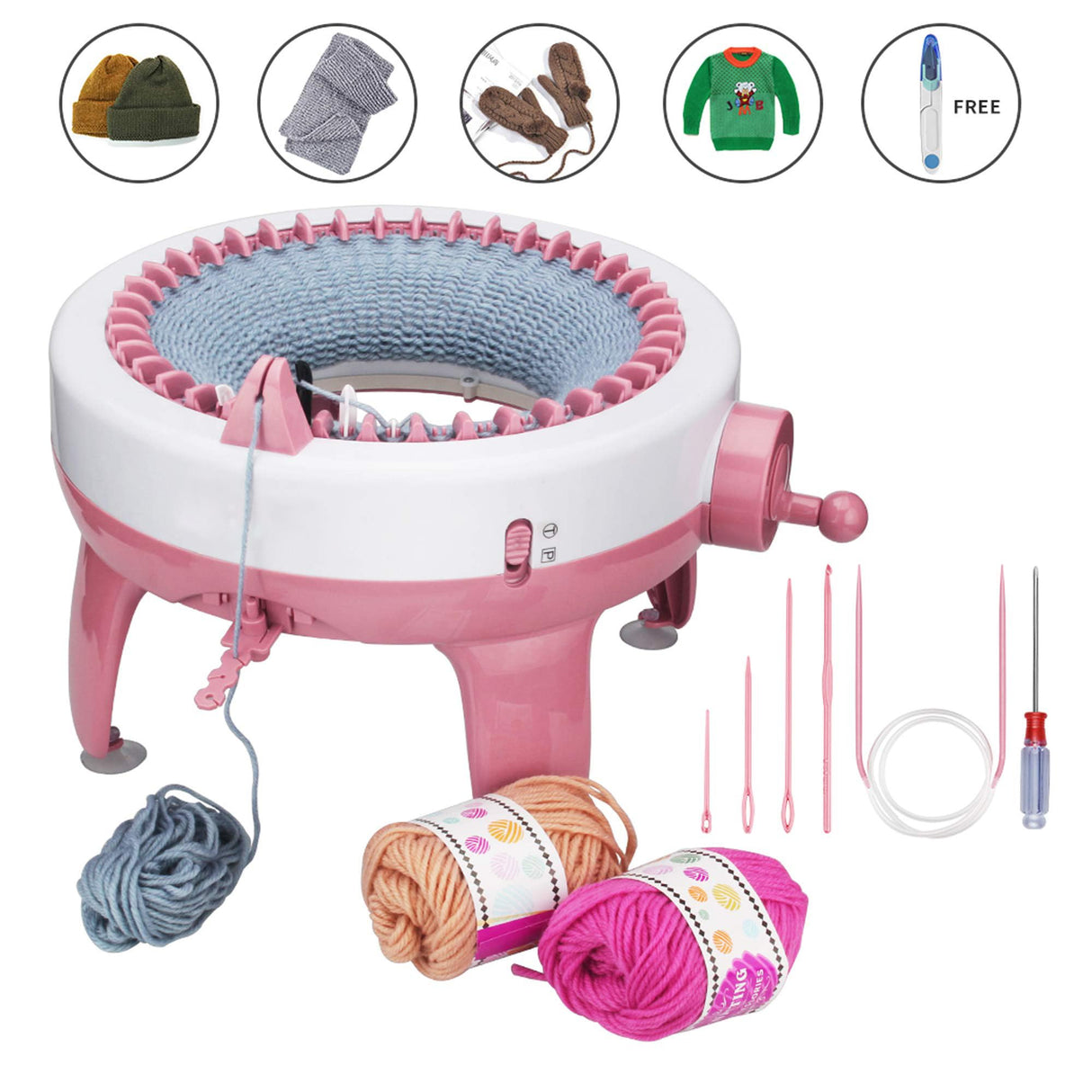 MIAOKE Knitting Machine, 40 Needles Smart Weaving Loom Knitting Round Loom, Knitting Board Rotating Double Knit Loom Machine, DIY Knitting Loom Machines Weaving Loom Kit for Adults and Kids MIAOKE
