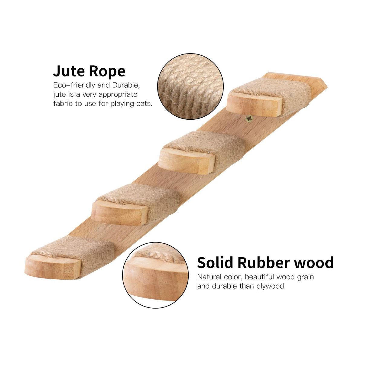 FUKUMARU Cat Climbing Shelf Wall Mounted, Four Step Cat Stairway with Jute Scratching for Cats Perch Platform Supplies FUKUMARU