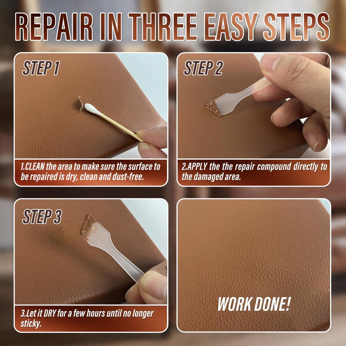 ARCSSAI ARCSSAL Brown Leather Repair Kit for Furniture, Leather Couch Repair Kit for Sofa, Jacket, Car Seats and Purse with Super Easy Instructions, Restores Any Material, Bonded, Pleather, Genuine ARCSSAI ARCSSAL