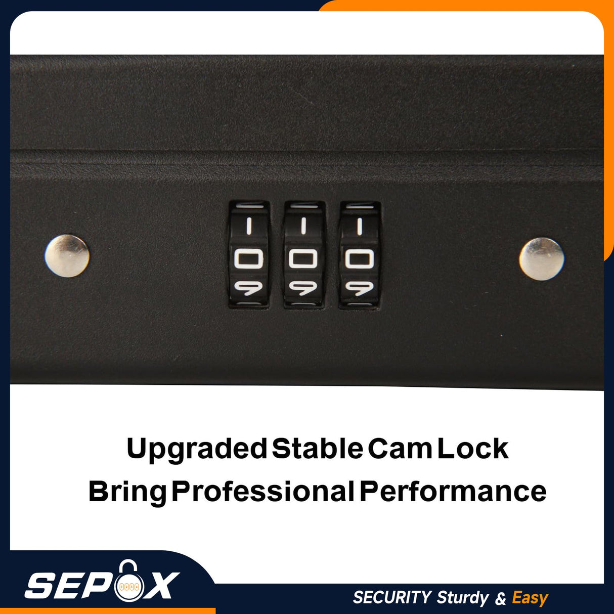 SEPOX® 2Pcs Water/Fire-Resistant Portable Security Case Lock Box Steel, Personal Travel Safe Storage Cabinet for Small Item, 3-Ft Cable, Ressetable Combination Lock for Dorm, Car, Sports, Office SEPOX