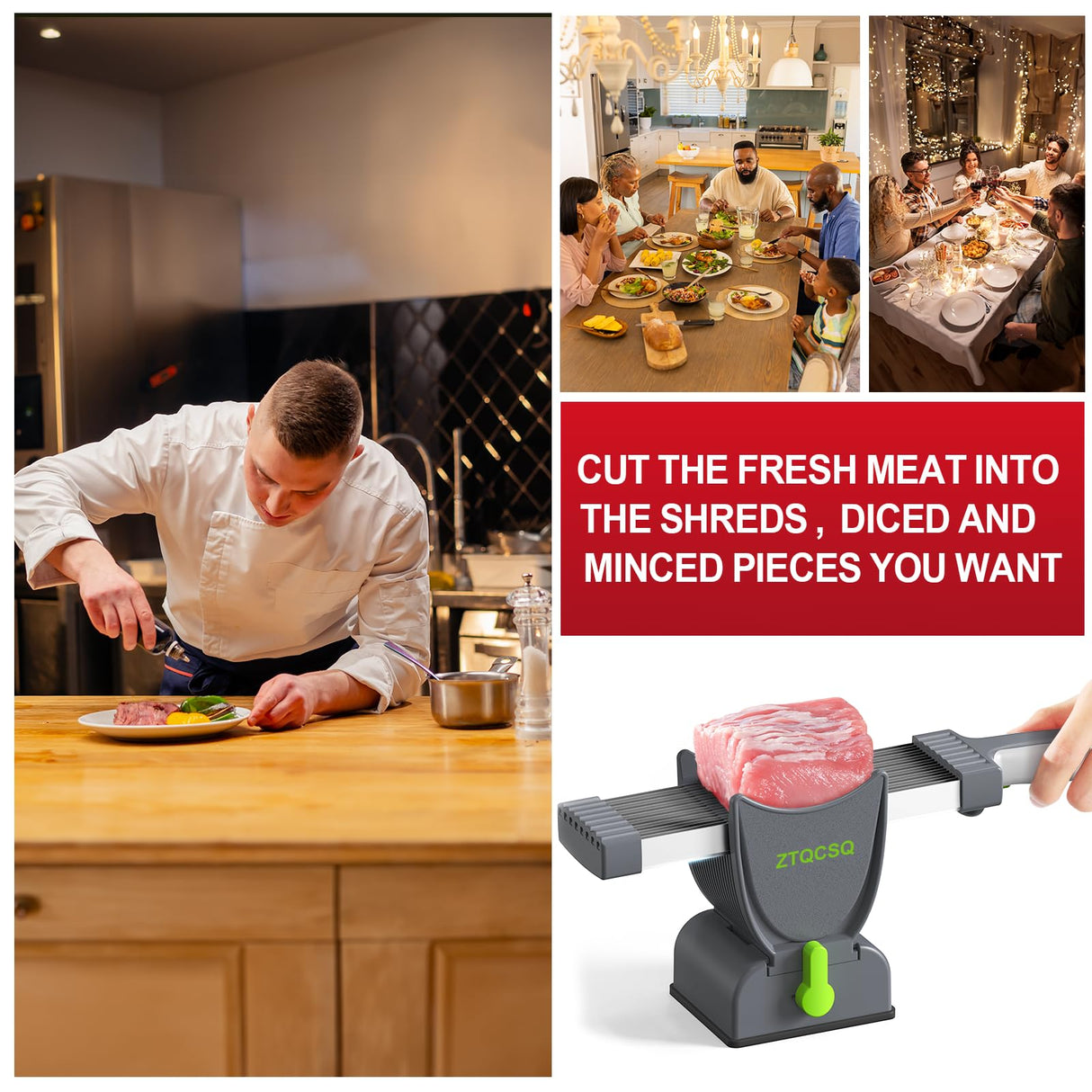 2025 Fresh Meat Slicer Cleaver, Thickness Adjustable 2 or 4 mm, Manual Fresh Meat Cutter, Fresh Meat Slicing Shredding, Fresh Beef Pork Mutton for Home Cooking BBQ Hot Pot Meat Slicer ZTQCSQ