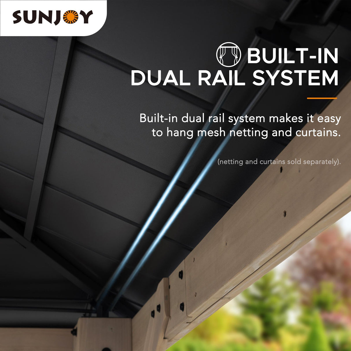 Sunjoy 11 x 11 ft. Hardtop Gazebo Cedar Wood Framed Hot Tub Gazebo with Steel and Polycarbonate Hardtop and bar Shelf, Matte Black by SummerCove SummerCove