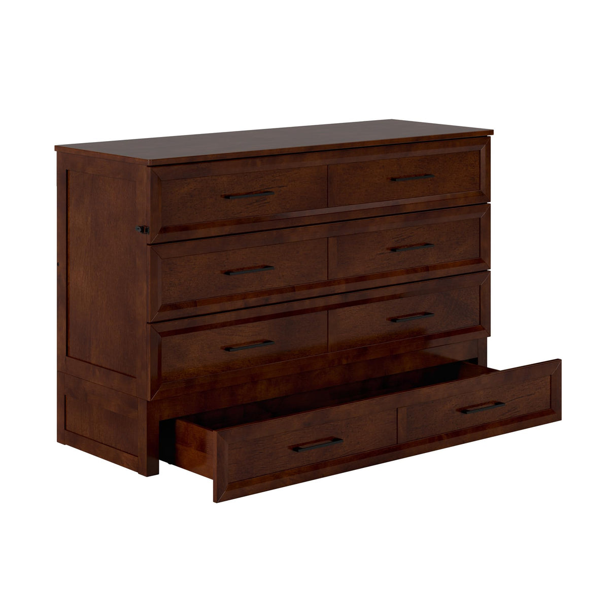 AFI, Tucson Queen Wood Murphy Bed Chest with 6" Mattress, Storage Drawer & Built-in USB Charger, Walnut AFI