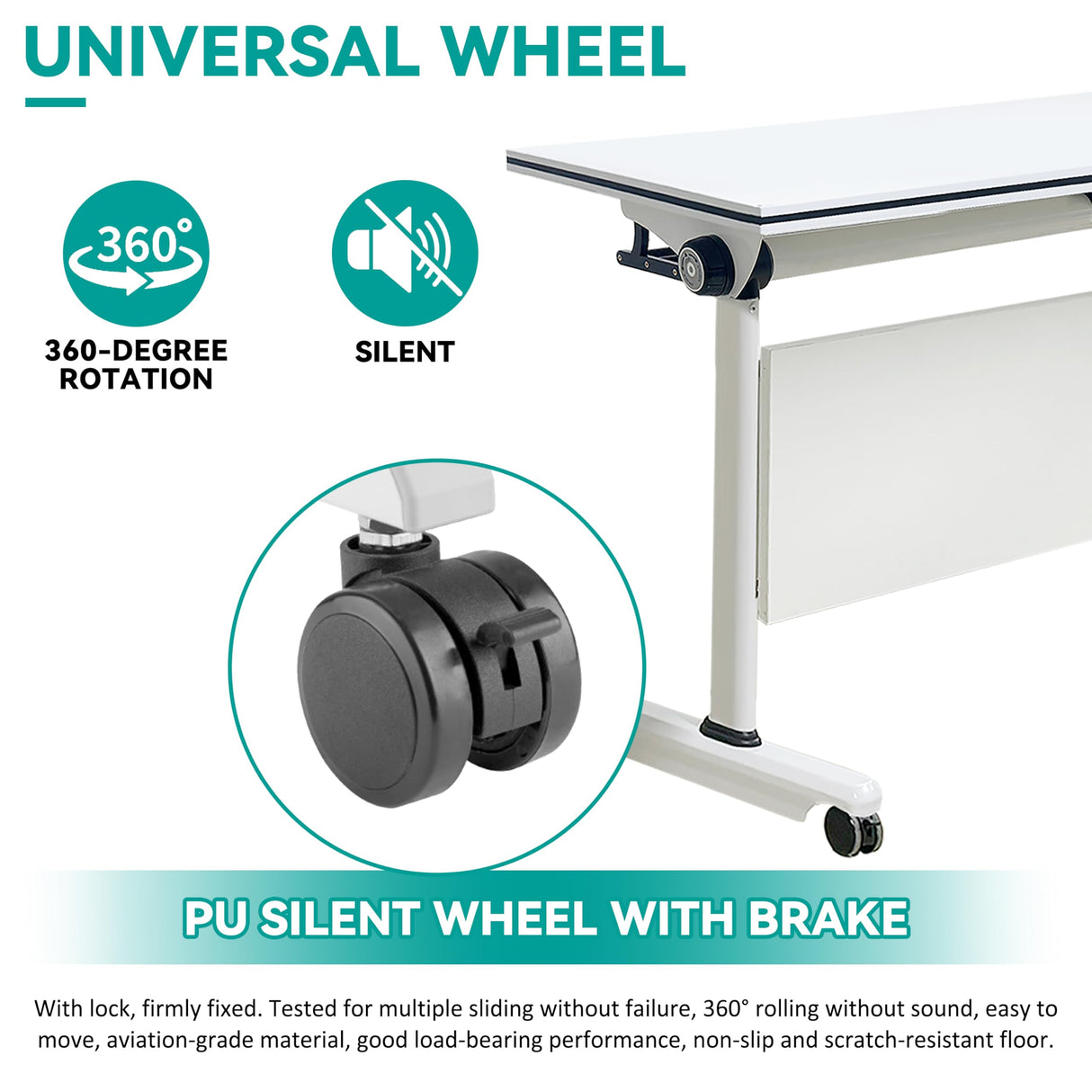 HSHBDDM Folding Conference Table Foldable Conference Table, Conference Rooms Training Rooms Flip Top Mobile Training Table, Rolling Meeting Table with Caster Wheels, Suitable for Office,Meeting Room HSHBDDM