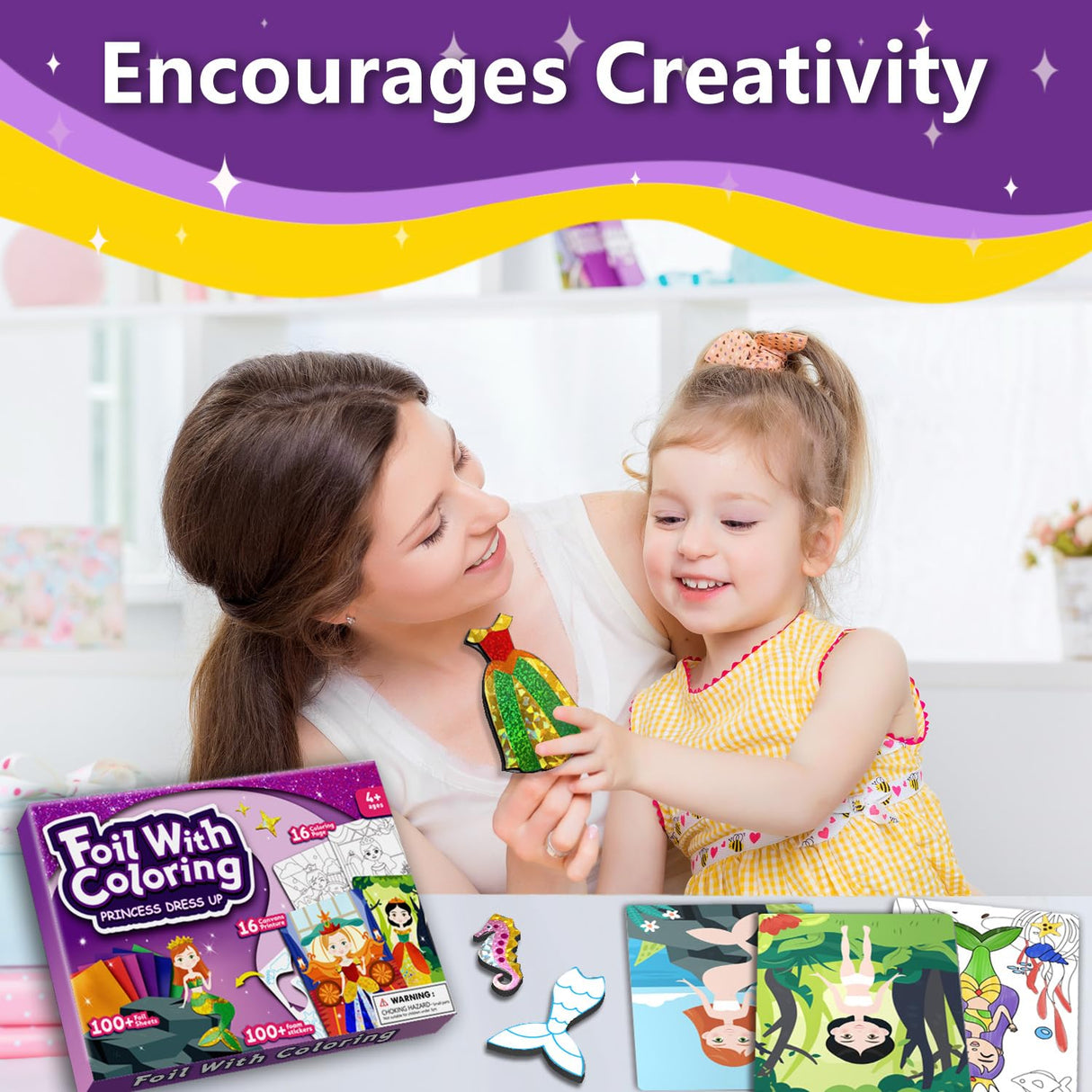 Foil Art Craft Activity for Kids.Foil Foam Stickers Princess Dress-Up Paper Dolls Play Set.2 in 1 Art and Craft for Kids,Creative Travel Toys, Birthday Gifts for Boys & Girls Ages 4 and Up FoilColoring