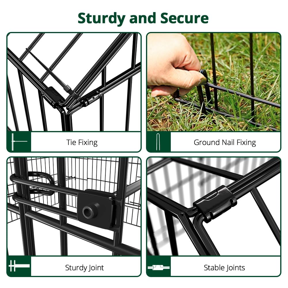 PawGiant Chicken Coop Chicken Run Pen for Yard with Cover 130"×40"×40" Outdoor Metal Portable Chicken Tractor Cage Enclosure Crate Outside for Small Animals Duck Rabbit Hen PawGiant