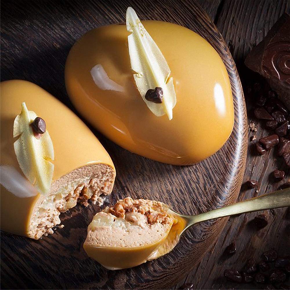 Set of 2 3D Stone Silicone Molds Elliptical Pebble Stone Baking Pan Cake Mousse Dessert Bakeware Plaster Concrete Handmade Stone Casting Mould Candle Soap Making Mold MoldFun