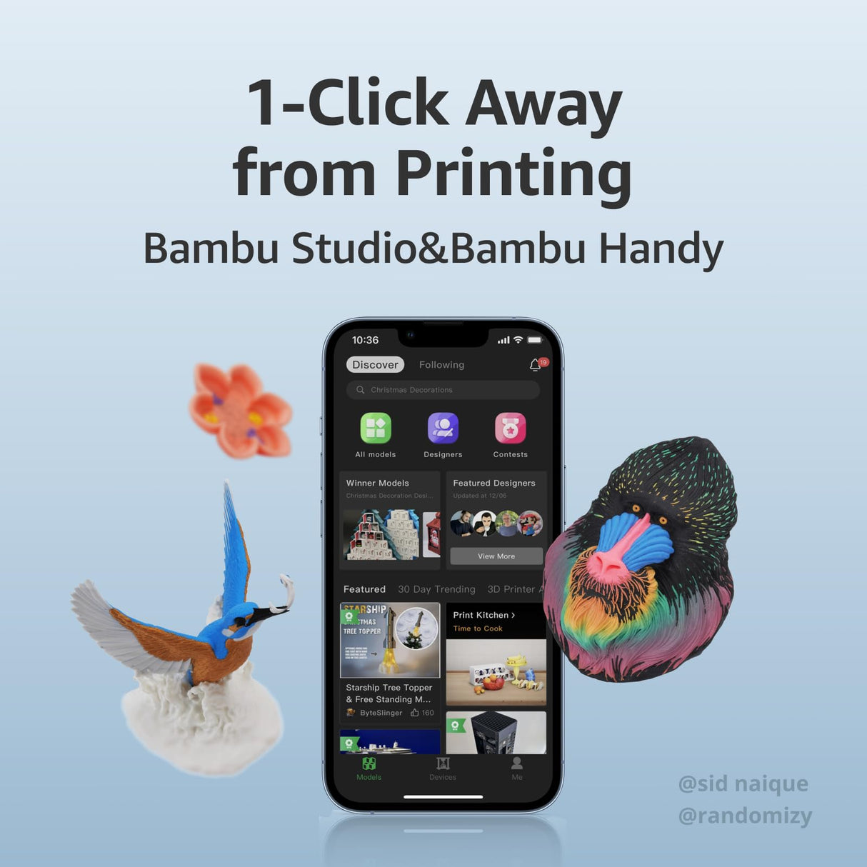 Bambu Lab A1 3D Printer, Support Multi-Color 3D Printing, High Speed & Precision, Full-Auto Calibration & Active Flow Rate Compensation, ≤48 dB Quiet FDM 3D Printers 256 * 256 * 256mm³ Build Volume BAMBULAB