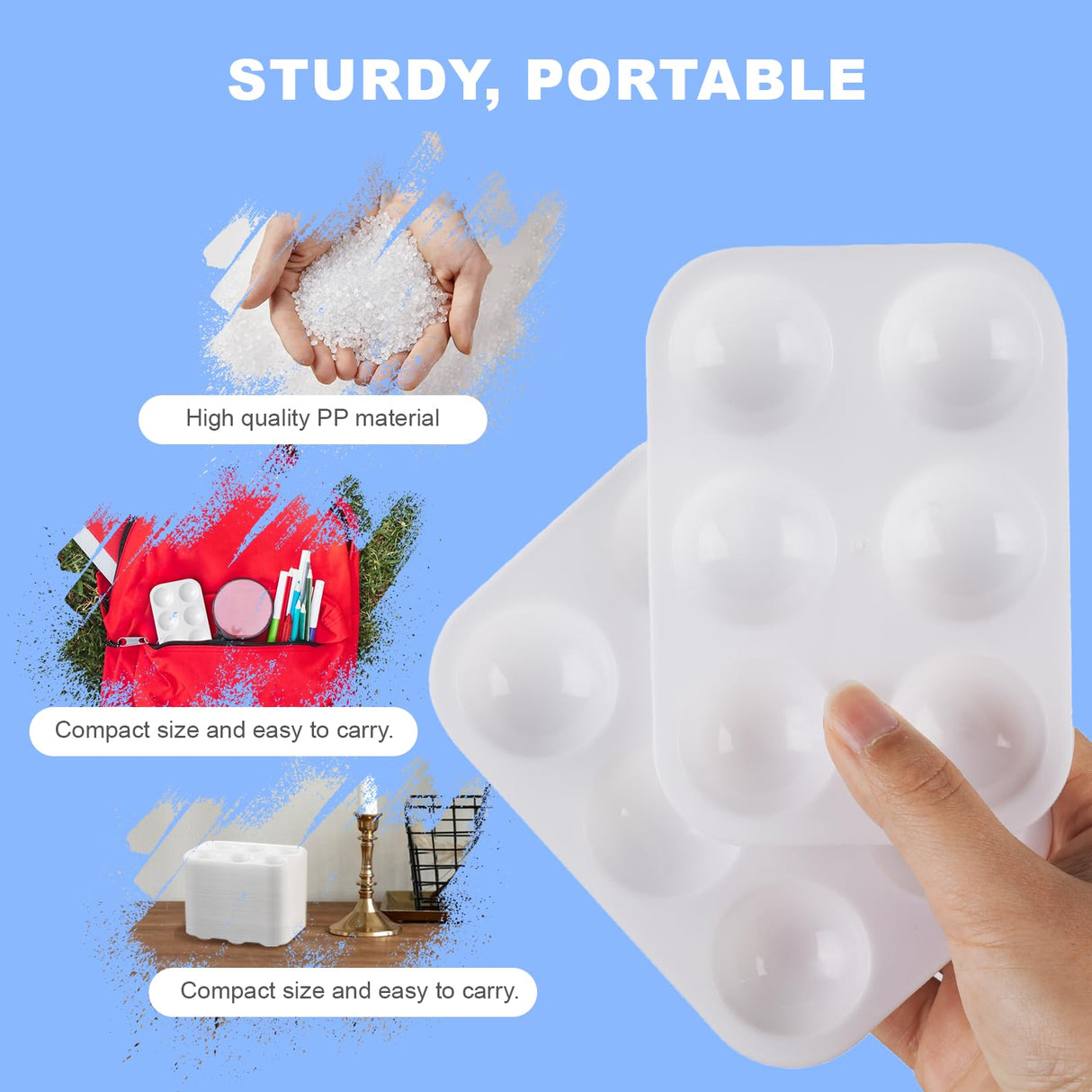 Mltanccy 32 PCS Paint Tray Palette, White Plastic Paint Pallets, 6 Well Rectangular Paint Watercolor Palette for Students, Premium Paint Holder Tray for Painting Party, DIY Craft and Art Class Mltanccy