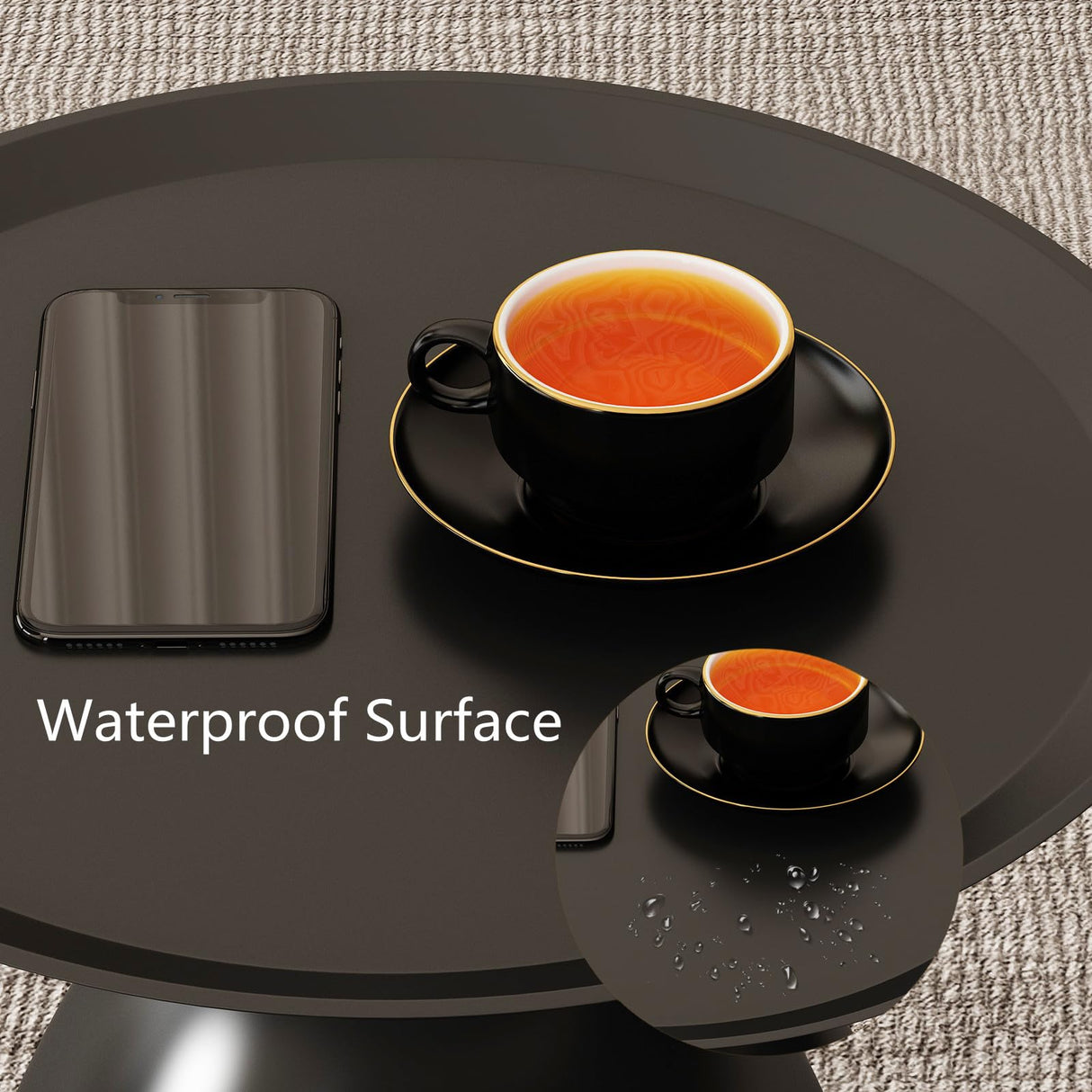 Nesting Tables, Black Side Tables, Modern End Tables for Living Room Nesting Coffee Table Set of 2,Console Table Pedestal Tables TDDFLO