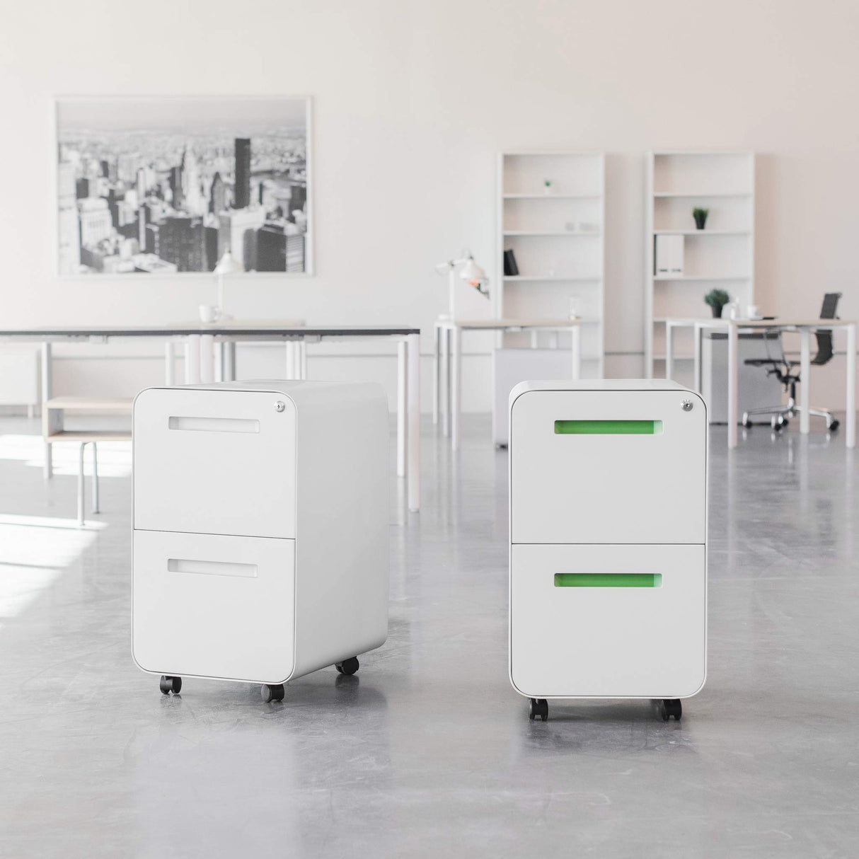 Laura Davidson Furniture Stockpile 2 Drawer Mobile File Cabinet with Lock - Under Desk Metal Filing Cabinet, Legal/Letter File Folders, Wheels and Stationary Feet, Pre-Assembled, Black Laura Davidson Furniture