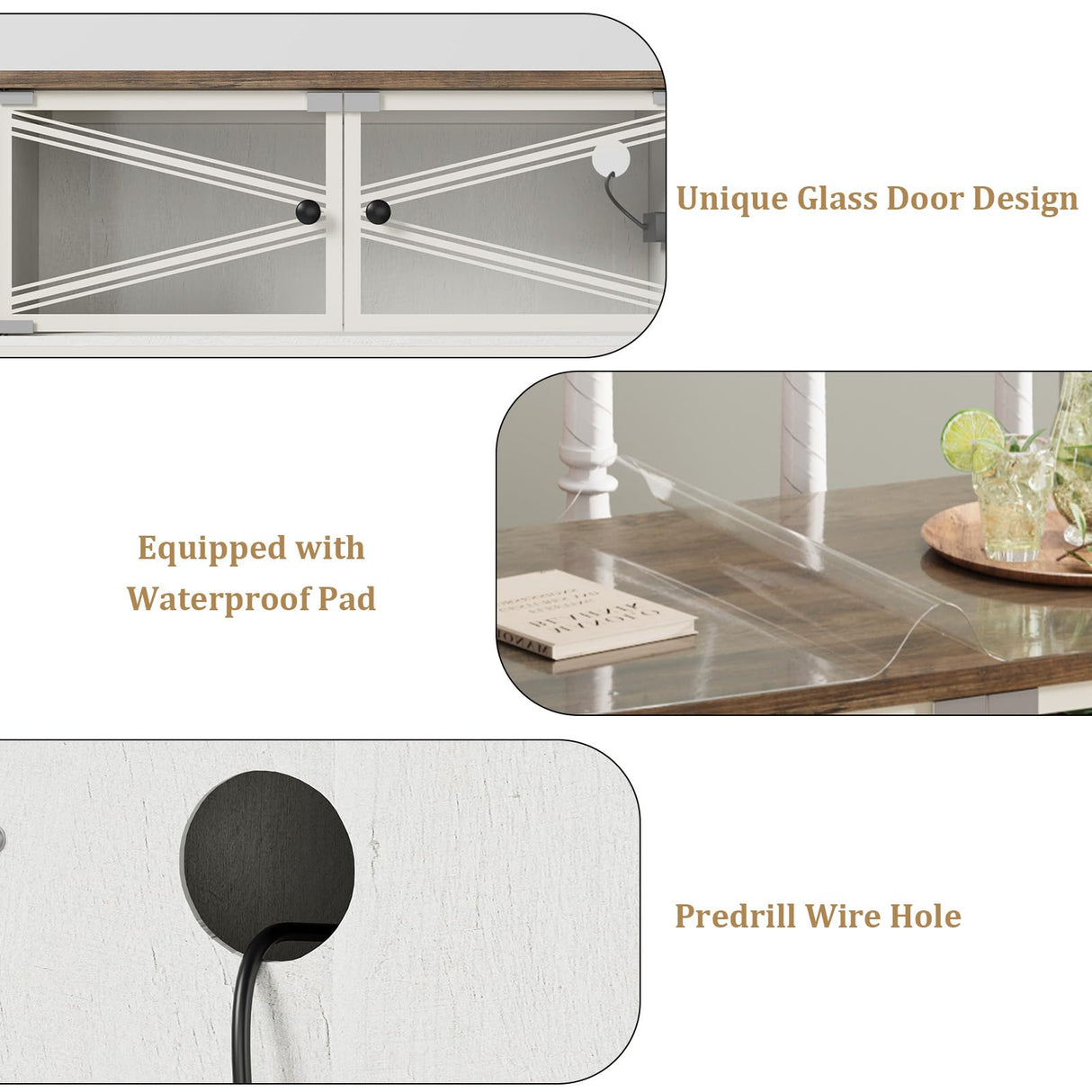 Rresyet 40-50 Gallon Aquarium Stand with Heavy Duty Metal Frame, Fish Tank Stand with Power Outlets, Two Glasses Door Storage Cabinet, Suitable for Turtle Tank, Reptile Tank, White+Brown Rresyet