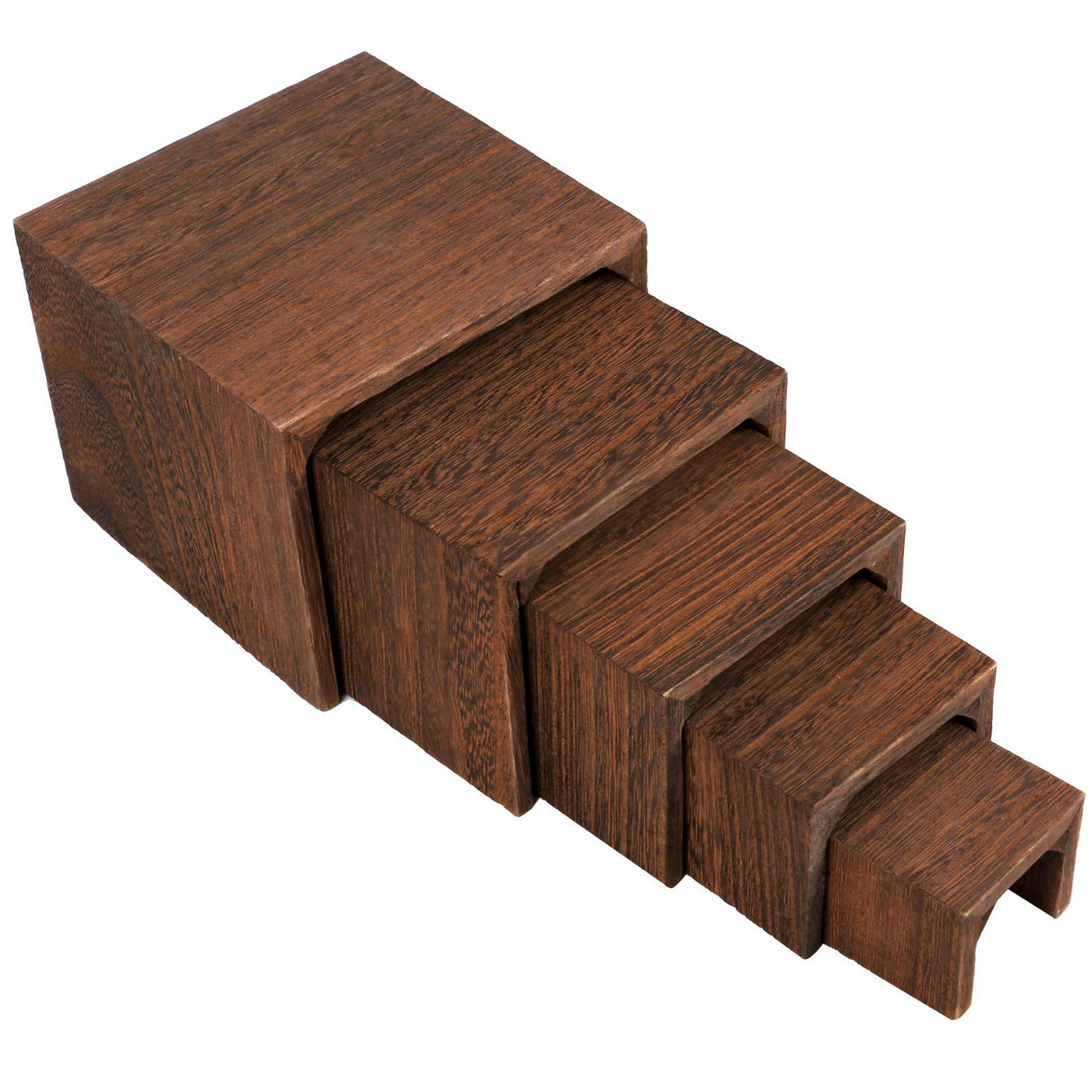 MOOCA 5-Piece Wooden Jewelry Display Risers - Multi-Function Retail Stands for Rings, Watches, Necklaces, Bracelets, and More - Various Heights, MOOCA