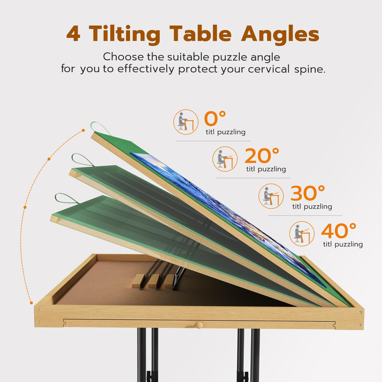 upvercy 4-in-1 Adjustable & Tilting & Rolling & Storage Puzzle Table with 2 Large Drawers, 1500 Piece Puzzle Board with Legs, Cover, Fabric Drawer- 34" x 26" Puzzle Table for Adults & Enthusiasts upvercy