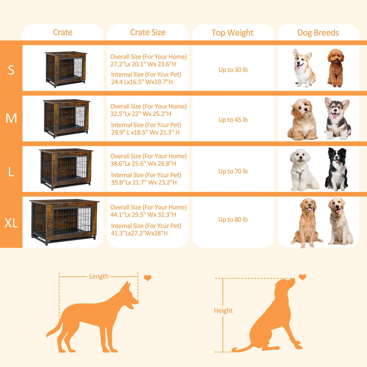 Shintenchi Dog Crate Furniture, Double-Doors Kennel Indoor with Removable Tray, End Table Dog House for Small Breed, 27.2" L, Brown Shintenchi
