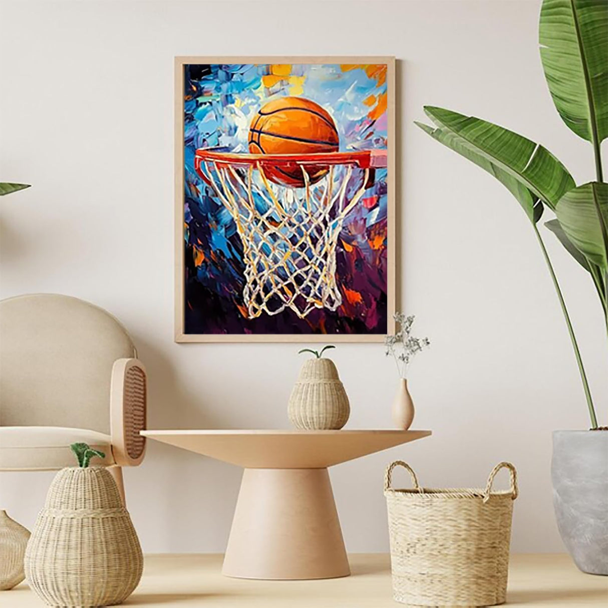 Basketball Fire DIY 5D Diamond Painting Kit Adult Full Drill Rhinestone Cross Stitch Art Crafts for Home Decoration 12x16 Inch KAYEIUU