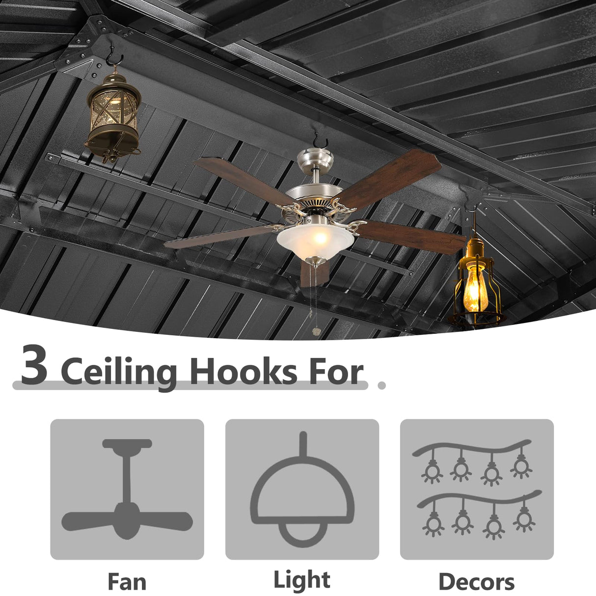 Aoxun Hardtop Gazebo 12FT X 20FT, Galvanized Steel Double Top, Aluminum Metal Gazebo with Netting and Curtains, Permanent Gazebo Pavilion for Outdoor Dining, Wedding, Party Aoxun