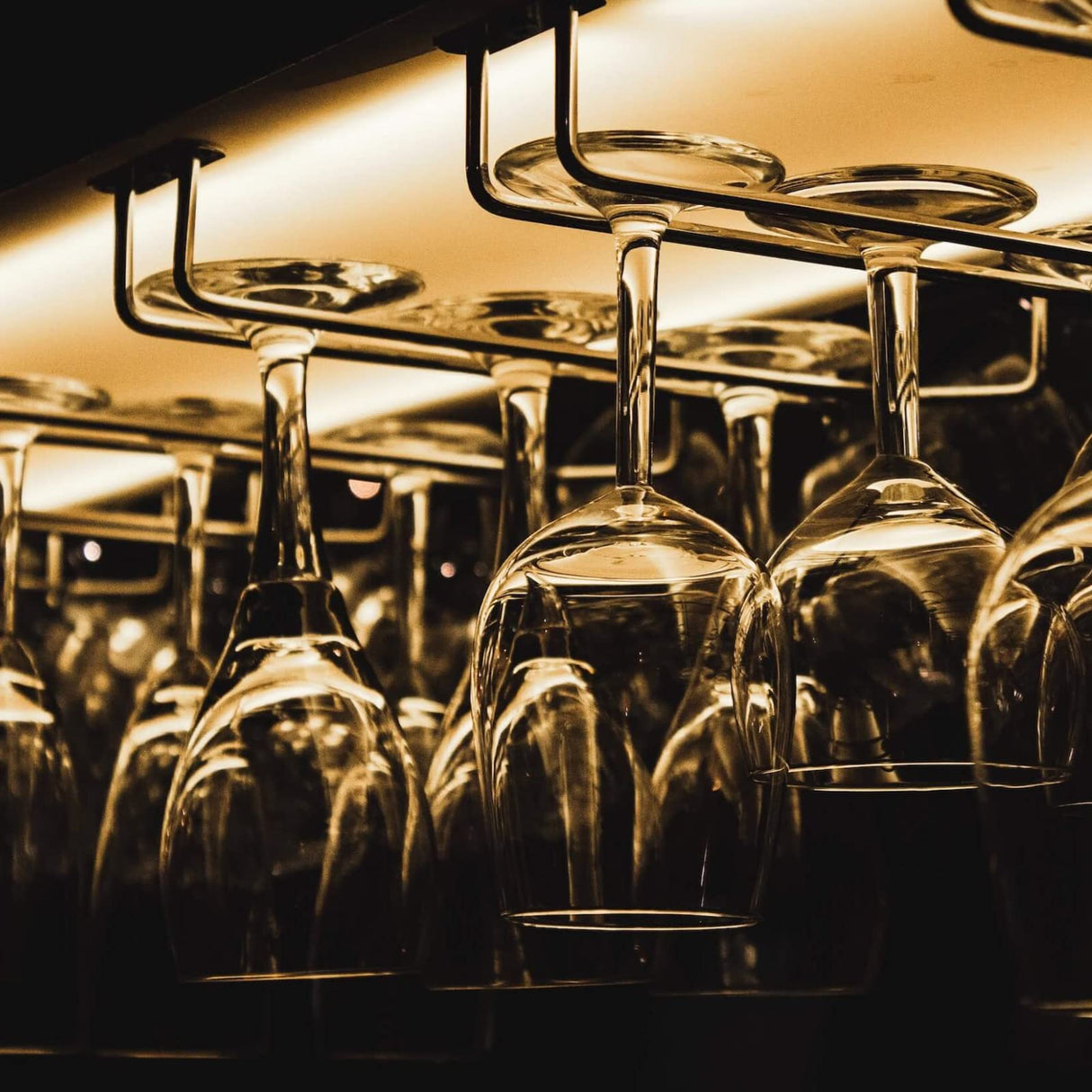 Dicunoy 6 Pack Black Wine Glass Rack, 14 Inch Under Cabinet Stemware Holder, Wall Mounted Iron Wine Glass Hanging Rack for Shelf, Kitchen, Bar, Wine Cellar Storage, Organizer, Display Dicunoy