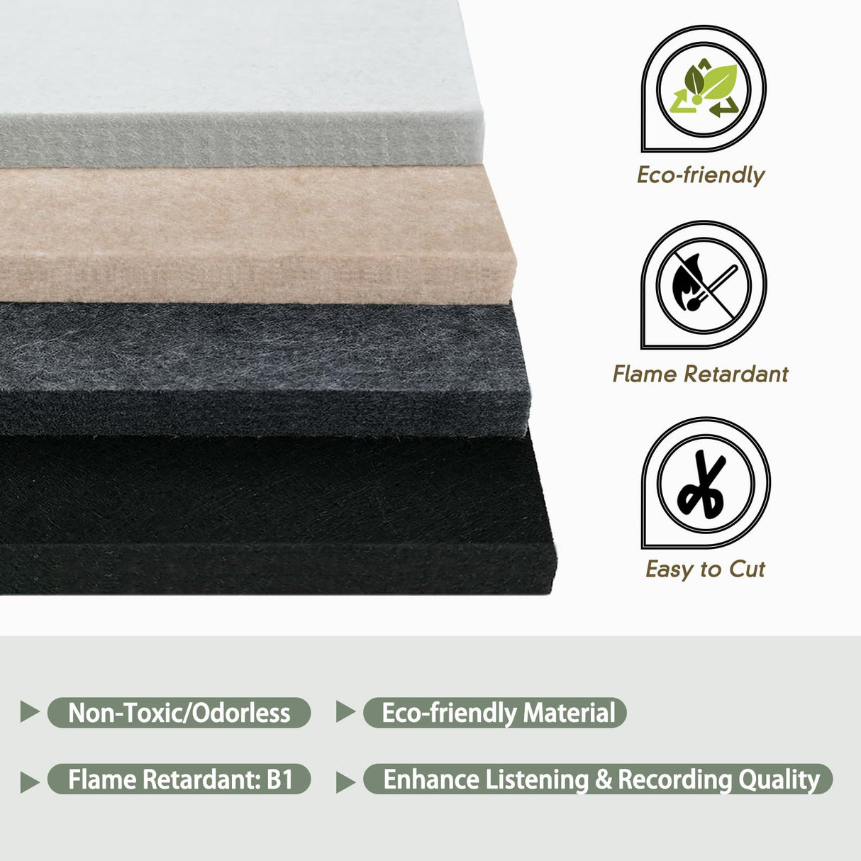 TroyStudio Thickened Acoustic Panels, 31.5 x 23.6 x 0.5 Inches Pack of 6 Felt Wall Decor Tile Sound Absorbing Board, Noise Reverb Echo Dampening Soundproof Padding for Door Music Recording Home Studio TroyStudio