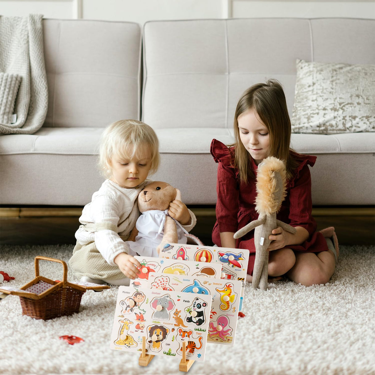 2pcs Wooden Puzzle Storage Rack, Slope Puzzle Display Stand Hold Up to 10 Sets Non-Skidding Puzzle Organizer Holder for Books Collection Lovers PEUTIER