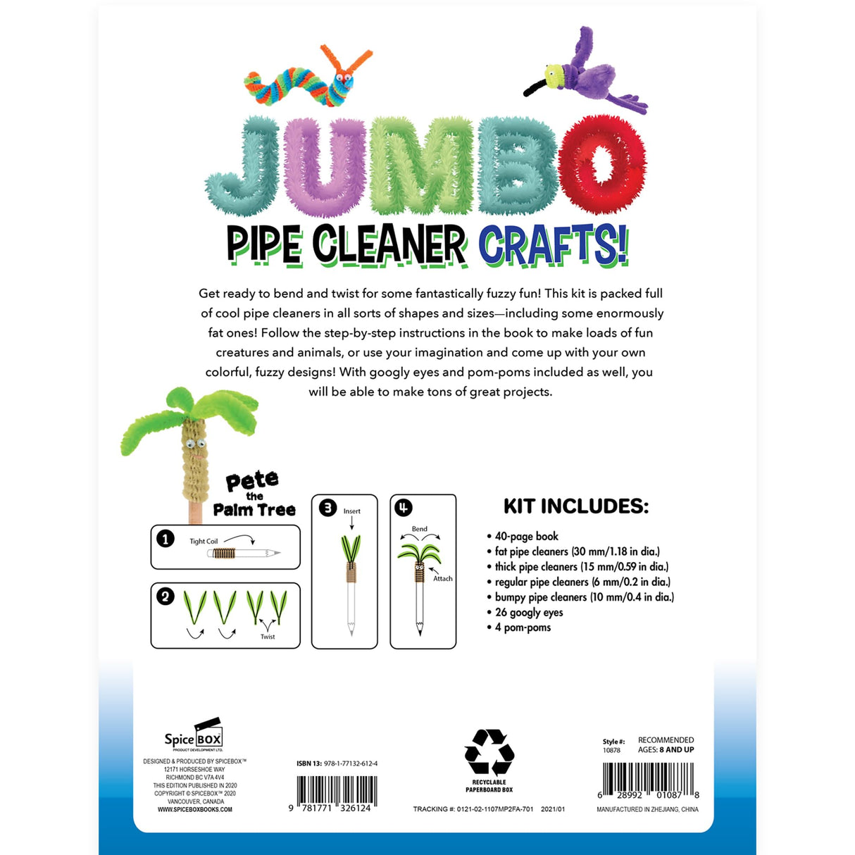 Make & Play: Jumbo Pipe Cleaner Crafts - 15 Projects to Create, Make Fuzzy & Fun Creatures & Animals, DIY Art & Crafts Activity Kit, Kids Ages 8+ SpiceBox