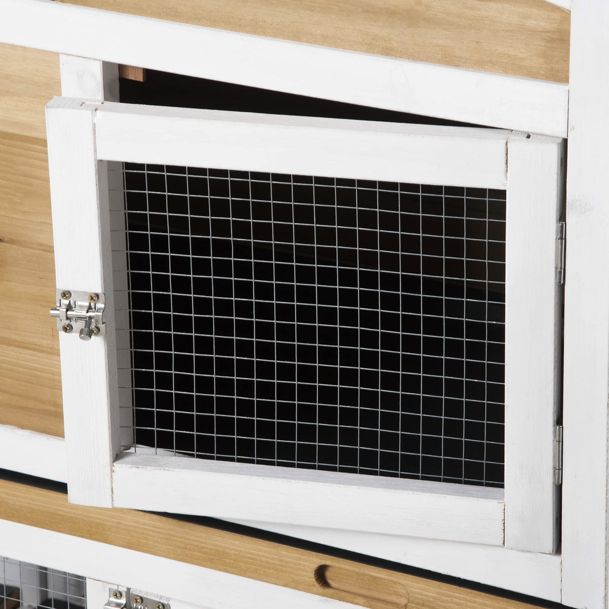 PawHut 90.5" Wooden Rabbit Hutch Bunny Cage Pet Playpen House Enclosure with Double Side Run Boxes, No Leak Tray, Ramp, for Guinea Pig and Small Animals, White PawHut