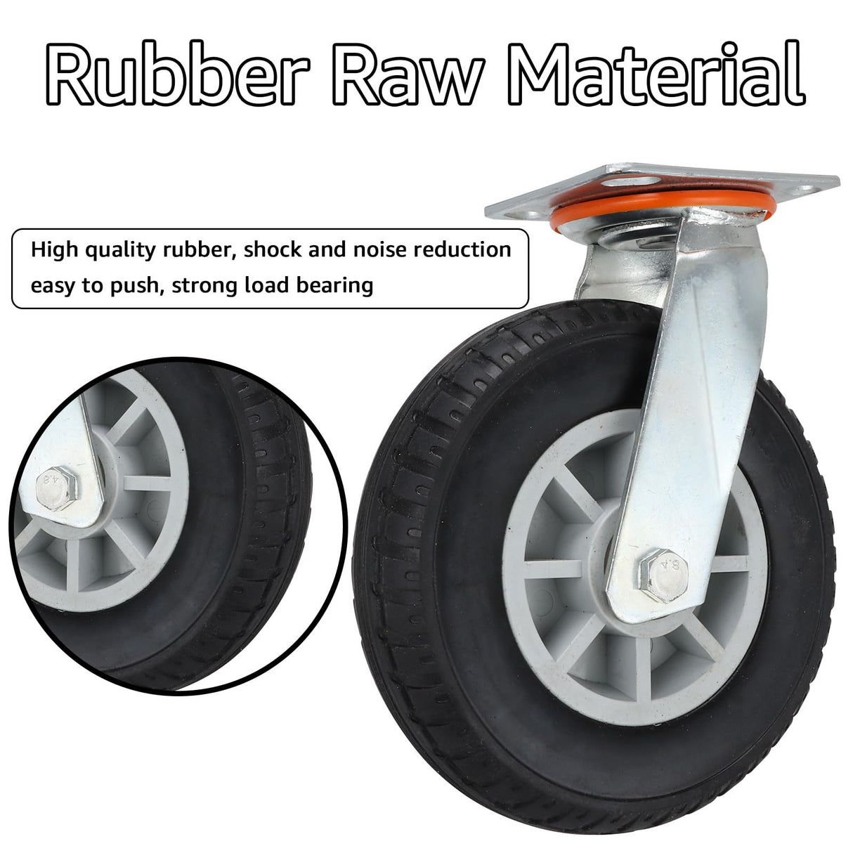 WOPPLXY 8 Inch Casters Set of 2 Heavy Duty Caster Wheels, 360-degree Swivel Casters, Caster Wheels for for Cart Furniture and Workbench (Load 3000Lbs) WOPPLXY