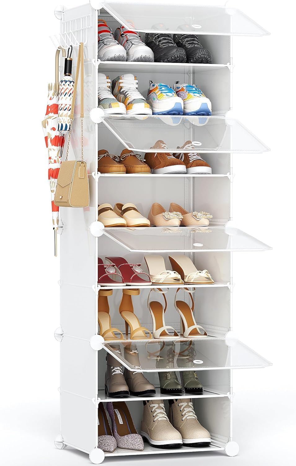 HOMICKER Shoe Storage,8 Tier Shoe Rack Organizer for Closet Shoe Cabinet with Door Shoe Shelves for Closet,Entryway,Hallway,Bedroom HOMICKER