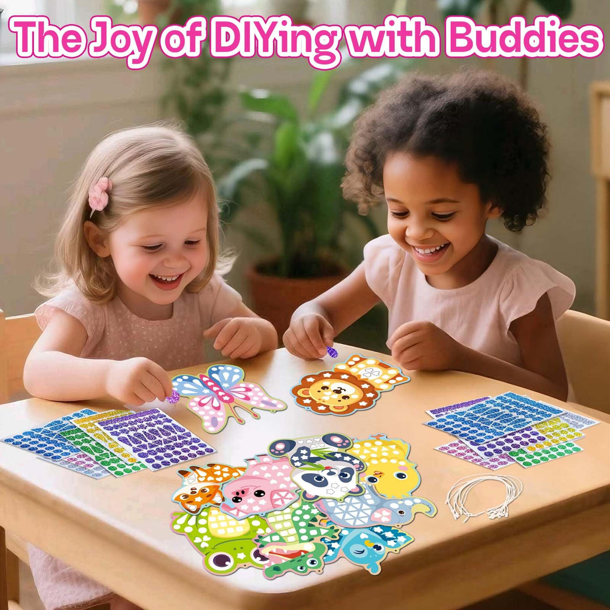 iGetooy 10 Sets DIY Mosaic Stickers for Kids, Animal Art Craft Kit with 720+ Stickers, Travel Toys for Kids, Birthday Gifts for Girls and Boys 3-8 Year Olds iGetooy