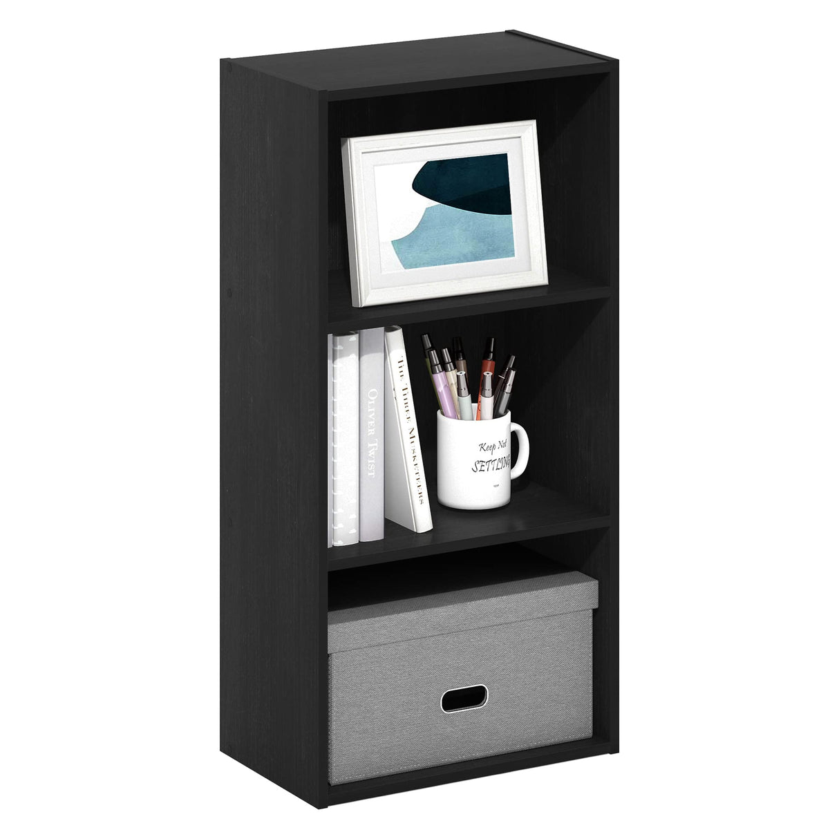 Furinno Luder 3-Tier Open Shelf Bookcase, Blackwood Furinno