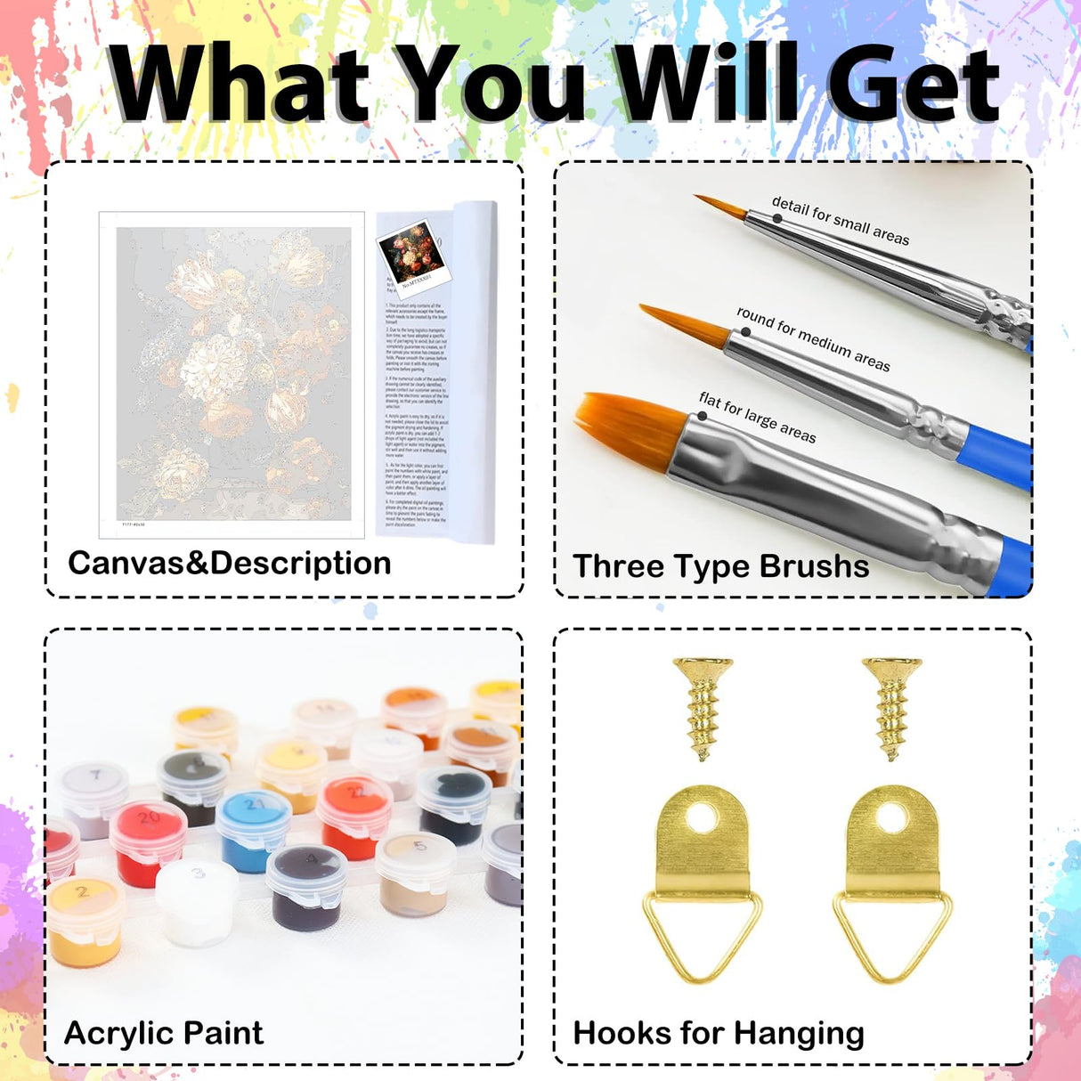 Flower Paint by Numbers Kit for Adults, Flower Paint by Numbers Kit for Adults Beginner, Adult Paint by Number Kits for Gift Home Decor 16''W x 20''L hkejoi