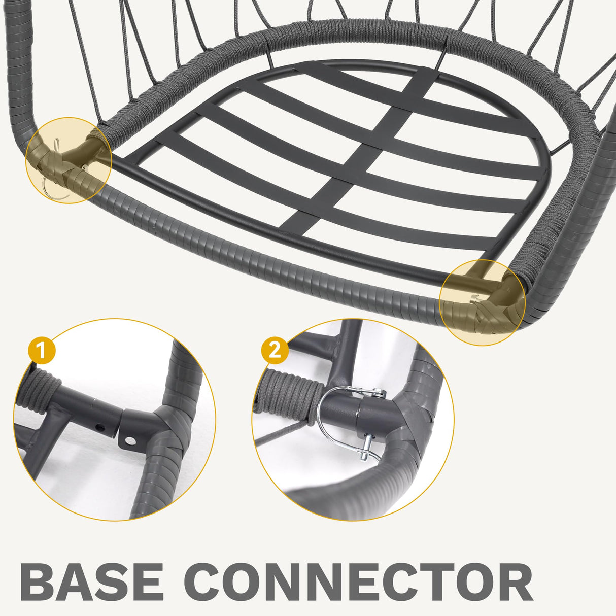 DWVO Egg Chair with Stand, Hanging Outdoor Rattan Wicker Patio Hammock Indoor Egg Chair with Cushion, Hanging Swing Chair 350lbs for Porch, Garden, Bedroom, Balcony, Gray DWVO