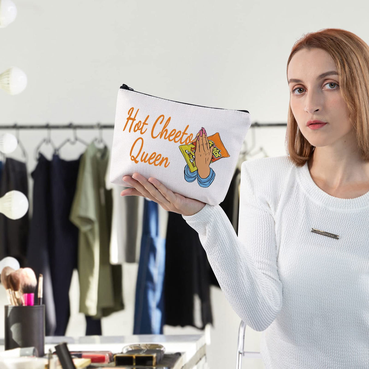 WZMPA Corncob Food Cosmetic Bag Food Fans Gifts Hot Queen Makeup Zipper Pouch Bag For Women Girls(Hot Queen) WZMPA