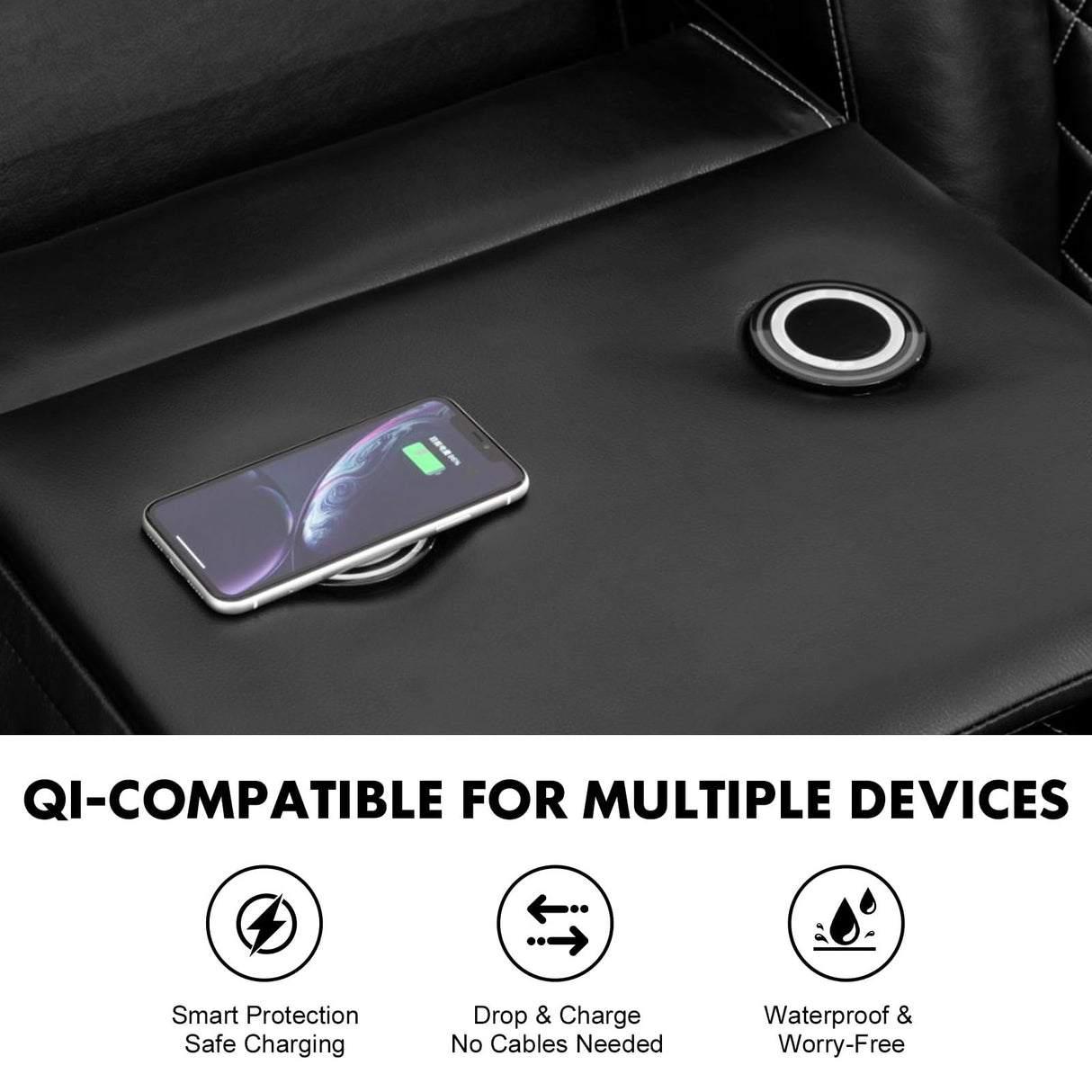 COMHOMA Power Living Room Furniture Sets,Electric Recliner Chair with LED Light,Sectional Sofa Loveseat with Wireless Charging,Spacious Storage, Cup Holeders,3+1 COMHOMA